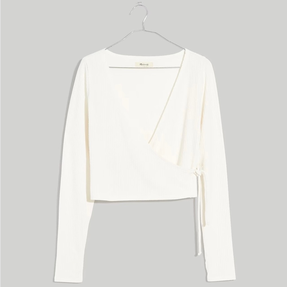 Madewell MWL Ribbed V-neck Wrap Top